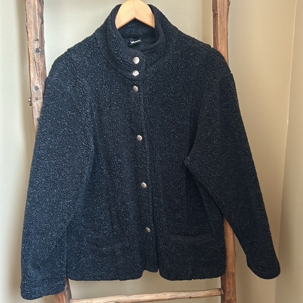 Marker Women's Button Front Black Fleece Jacket Size Extra Large